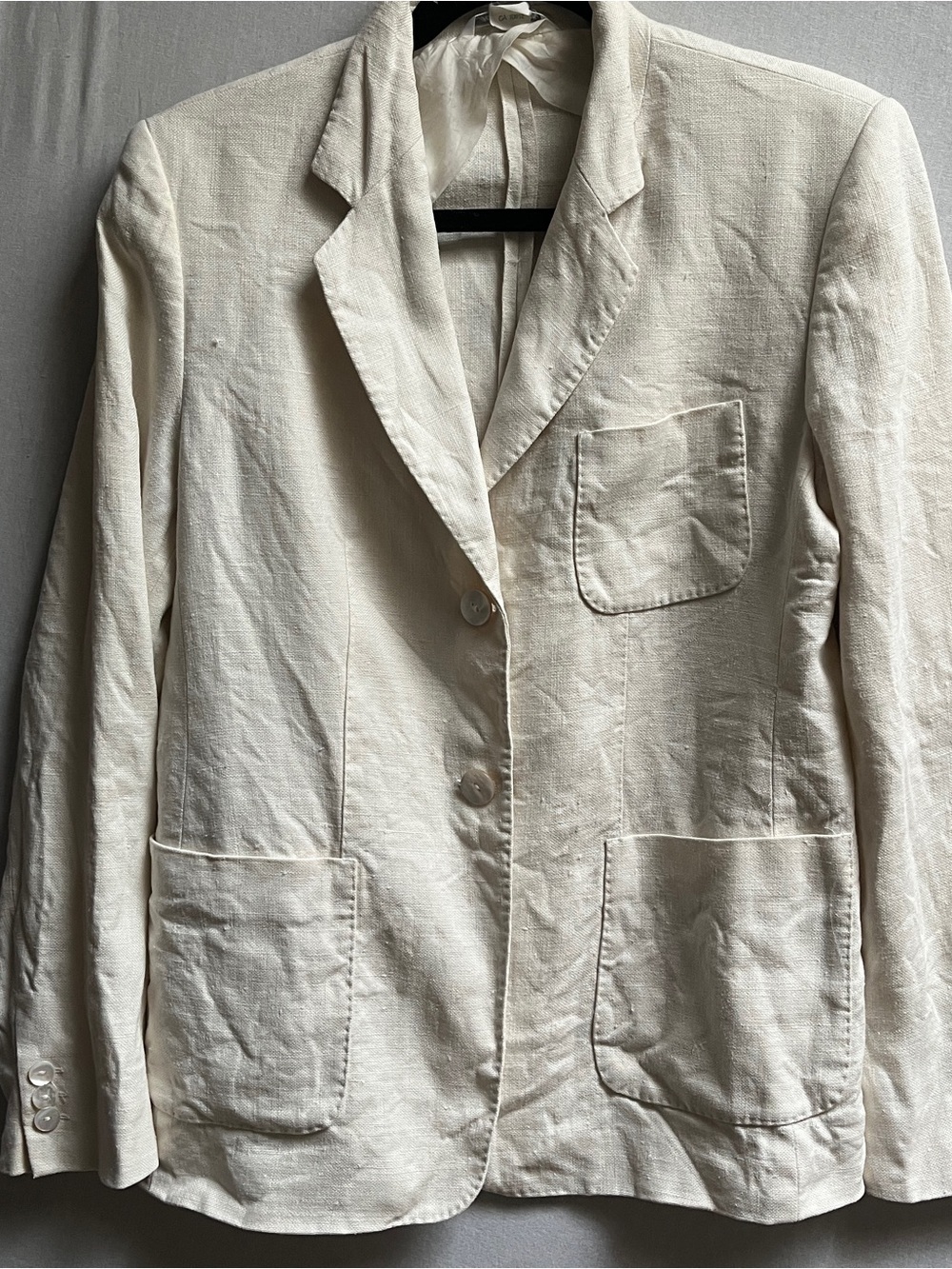 Vintage MaxMara Made in Italy 100% Linen Blazer Tailored Pocket Suit Jacket 12